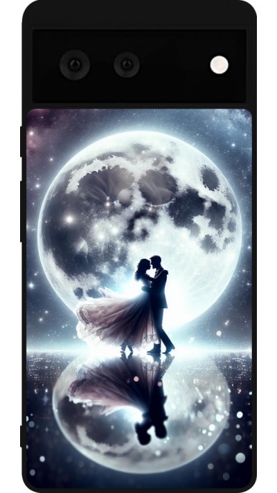 Google Pixel 6 Case Hülle - Silikon schwarz Valentin 2024 Liebe unter dem Mond