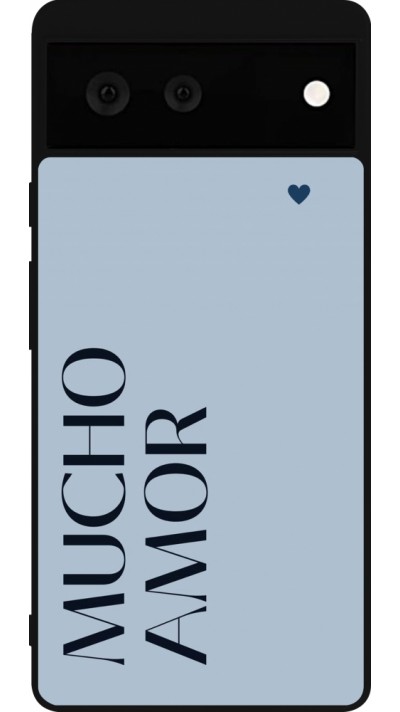 Google Pixel 6 Case Hülle - Silikon schwarz Valentine 2024 mucho amor azul