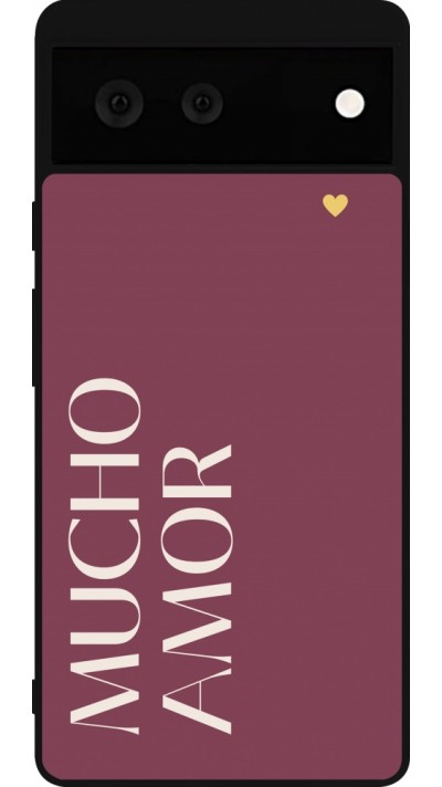 Google Pixel 6 Case Hülle - Silikon schwarz Valentine 2024 mucho amor rosado