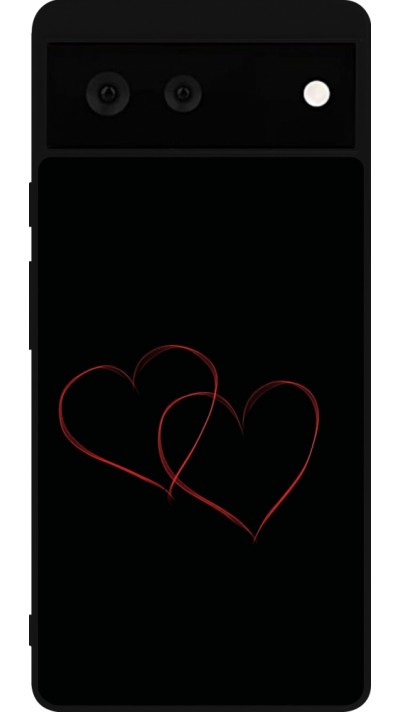Google Pixel 6 Case Hülle - Silikon schwarz Valentine 2023 attached heart