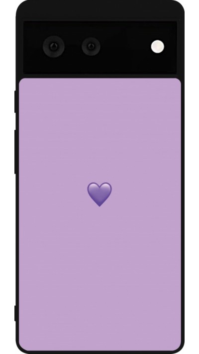 Google Pixel 6 Case Hülle - Silikon schwarz Valentine 2023 purpule single heart