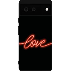 Google Pixel 6 Case Hülle - Silikon schwarz Valentine 2023 neon love