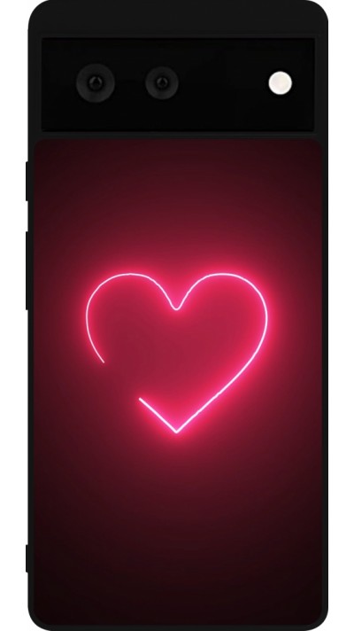 Google Pixel 6 Case Hülle - Silikon schwarz Valentine 2023 single neon heart