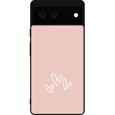 Google Pixel 6 Case Hülle - Silikon schwarz Valentine 2023 three minimalist hearts