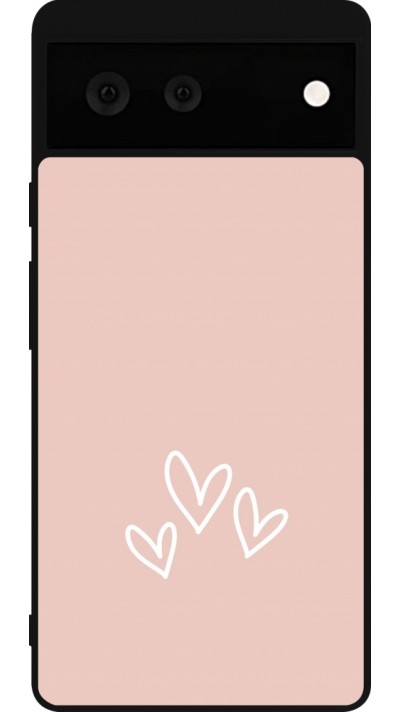 Google Pixel 6 Case Hülle - Silikon schwarz Valentine 2023 three minimalist hearts