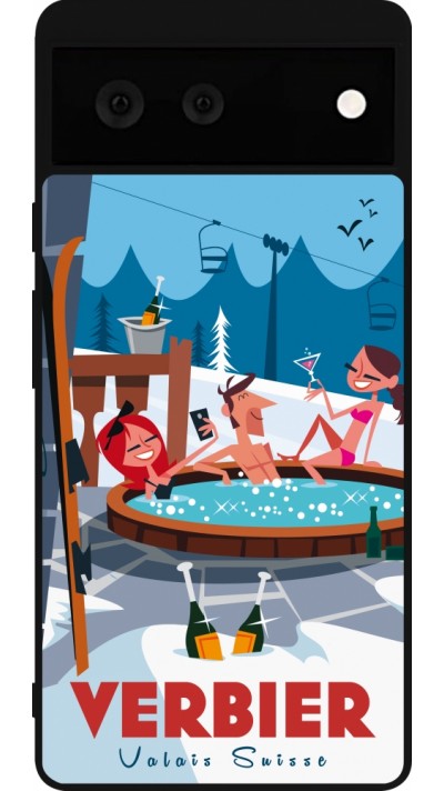 Google Pixel 6 Case Hülle - Silikon schwarz Verbier Mountain Jacuzzi