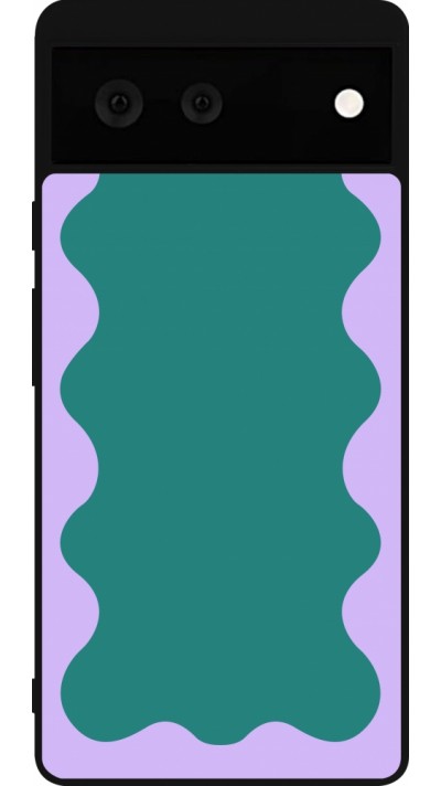 Google Pixel 6 Case Hülle - Silikon schwarz Wavy Rectangle Green Purple