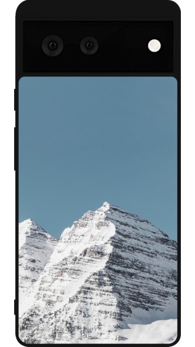 Google Pixel 6 Case Hülle - Silikon schwarz Winter 22 blue sky mountain