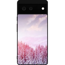 Coque Google Pixel 6 - Silicone rigide noir Winter 22 Pink Forest