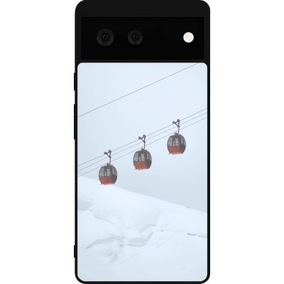 Google Pixel 6 Case Hülle - Silikon schwarz Winter 22 ski lift