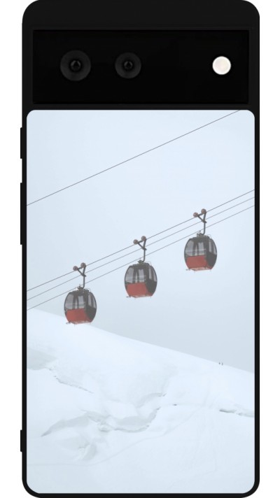Google Pixel 6 Case Hülle - Silikon schwarz Winter 22 ski lift