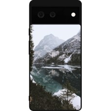 Coque Google Pixel 6 - Silicone rigide noir Winter 22 snowy mountain and lake