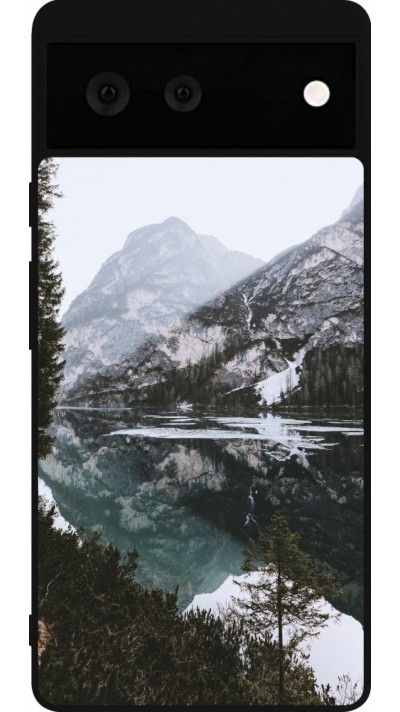 Google Pixel 6 Case Hülle - Silikon schwarz Winter 22 snowy mountain and lake