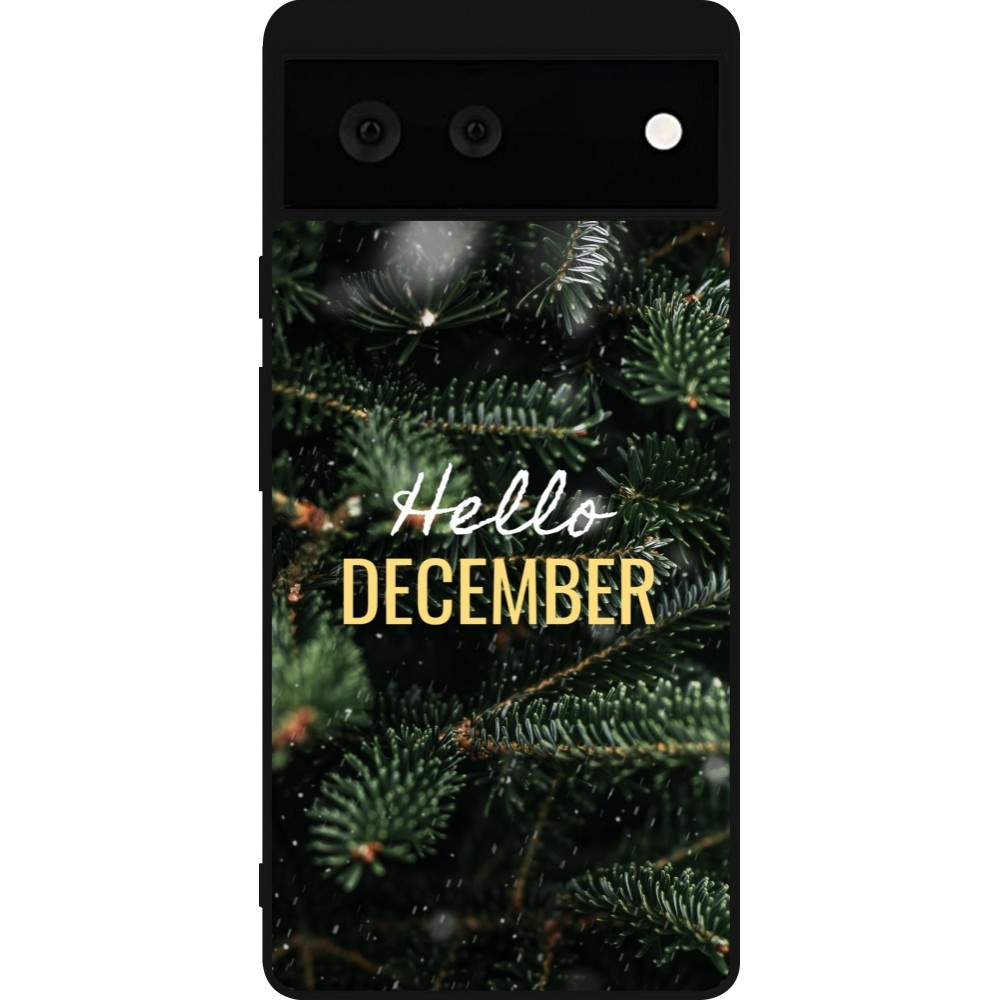 Google Pixel 6 Case Hülle - Silikon schwarz Winter 25 Winter hello december