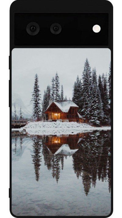 Google Pixel 6 Case Hülle - Silikon schwarz Winter 25 Winter house forest afternoon