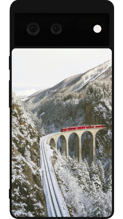 Google Pixel 6 Case Hülle - Silikon schwarz Winter 25 Winter polar express