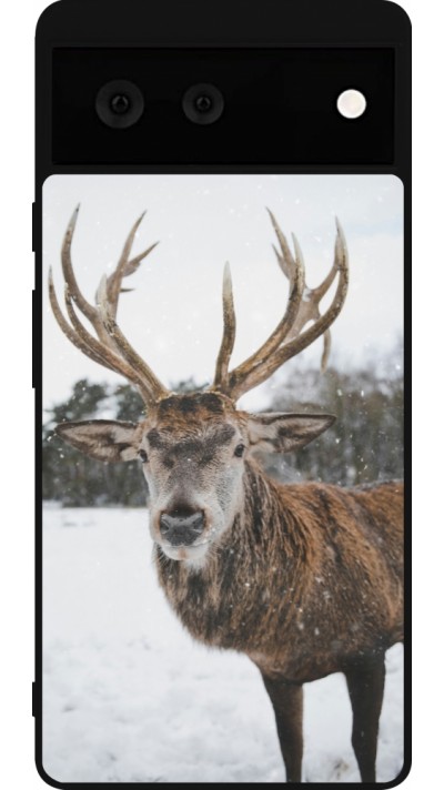 Google Pixel 6 Case Hülle - Silikon schwarz Winter 25 Winter reindeer