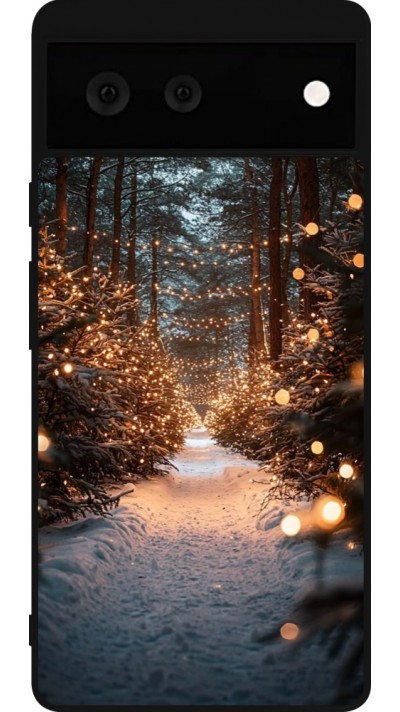 Google Pixel 6 Case Hülle - Silikon schwarz Winter 25 Winter snowy road