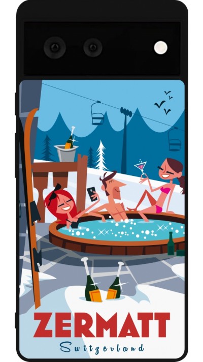 Google Pixel 6 Case Hülle - Silikon schwarz Zermatt Mountain Jacuzzi