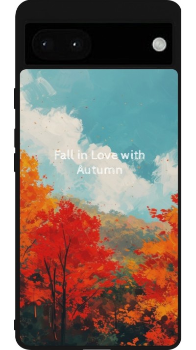 Google Pixel 6a Case Hülle - Silikon schwarz Autumn 25 Fall in love