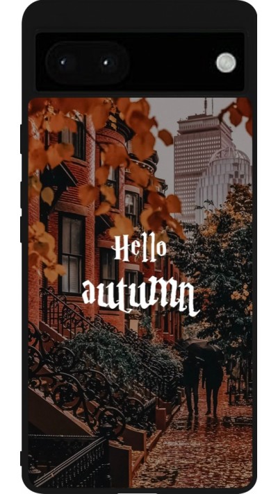 Google Pixel 6a Case Hülle - Silikon schwarz Autumn 25 Hello autumn