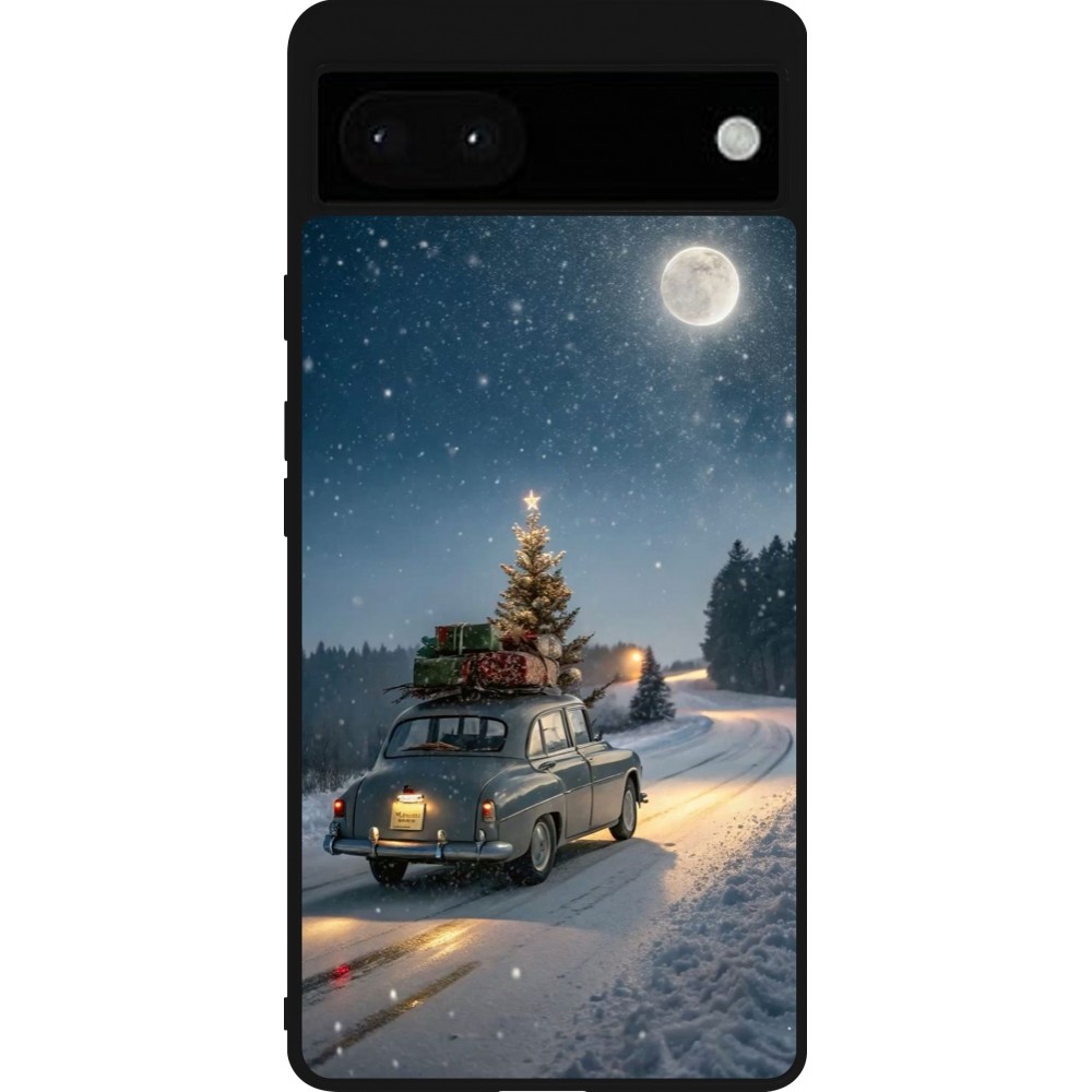 Google Pixel 6a Case Hülle - Silikon schwarz Christmas 25 Car with Tree Xmas