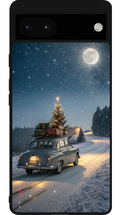 Google Pixel 6a Case Hülle - Silikon schwarz Christmas 25 Car with Tree Xmas