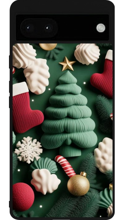 Google Pixel 6a Case Hülle - Silikon schwarz Christmas 25 Christmas textiles