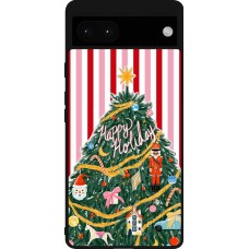 Google Pixel 6a Case Hülle - Silikon schwarz Christmas 25 Happy Holiday
