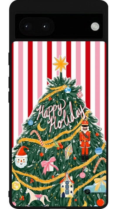 Google Pixel 6a Case Hülle - Silikon schwarz Christmas 25 Happy Holiday