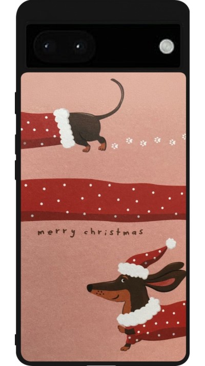 Google Pixel 6a Case Hülle - Silikon schwarz Christmas 25 Teckel Merry Xmas