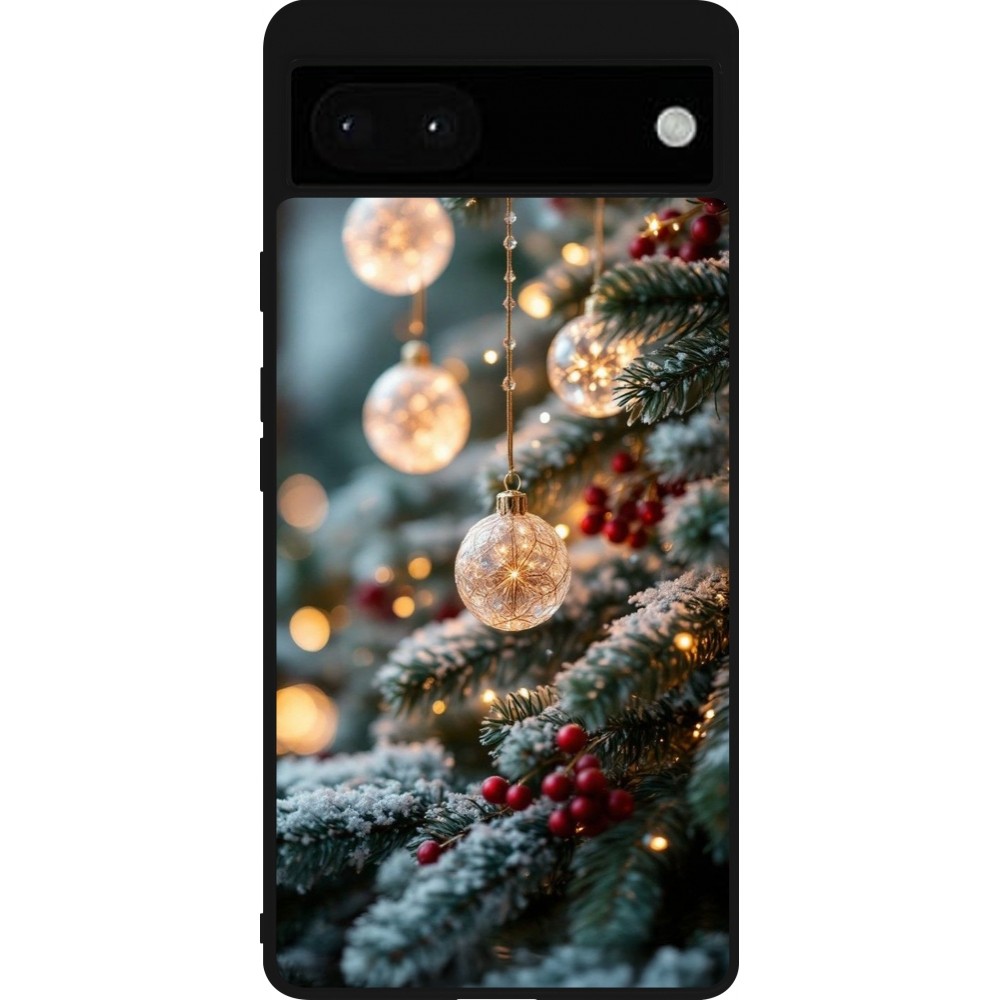 Google Pixel 6a Case Hülle - Silikon schwarz Christmas 25 Xmas Decorated Tree