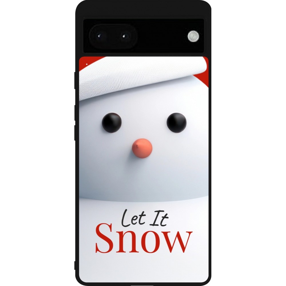 Google Pixel 6a Case Hülle - Silikon schwarz Christmas 25 Xmas Snowman