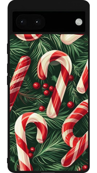 Google Pixel 6a Case Hülle - Silikon schwarz Christmas 25 Xmas Stick