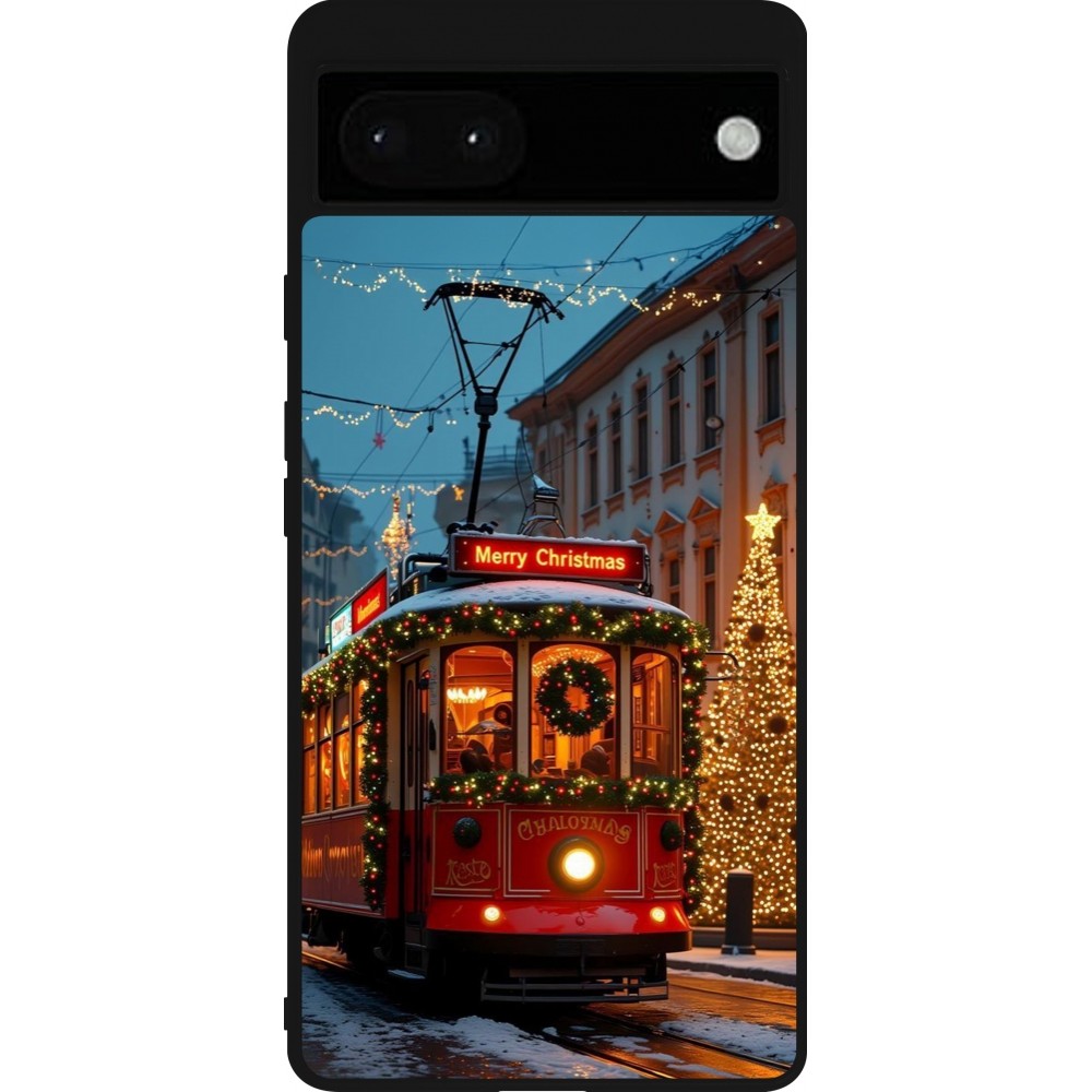 Google Pixel 6a Case Hülle - Silikon schwarz Christmas 25 Xmas Train