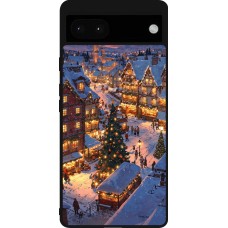 Google Pixel 6a Case Hülle - Silikon schwarz Christmas 25 Xmas Village