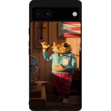 Coque Google Pixel 6a - Silicone rigide noir Dancing frog DTMF