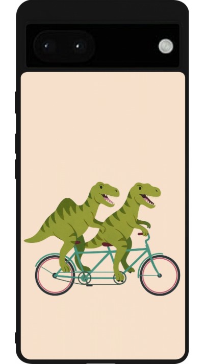Google Pixel 6a Case Hülle - Silikon schwarz Dinosaurs on bikes 2026