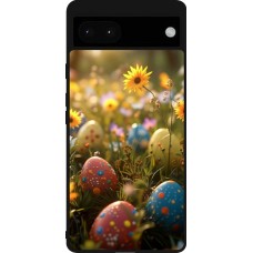 Google Pixel 6a Case Hülle - Silikon schwarz Easter 2026 Decorated eggs
