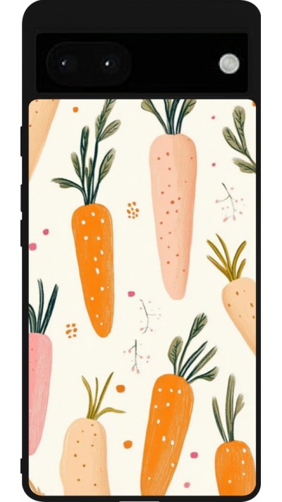 Google Pixel 6a Case Hülle - Silikon schwarz Easter 2026 Illustration carrots