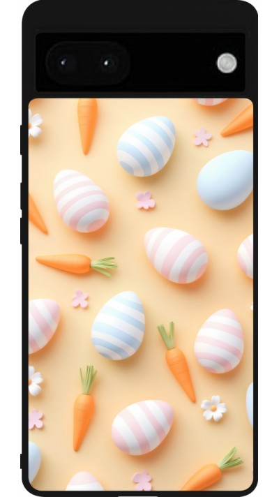 Google Pixel 6a Case Hülle - Silikon schwarz Easter 2026 Pattern Easter