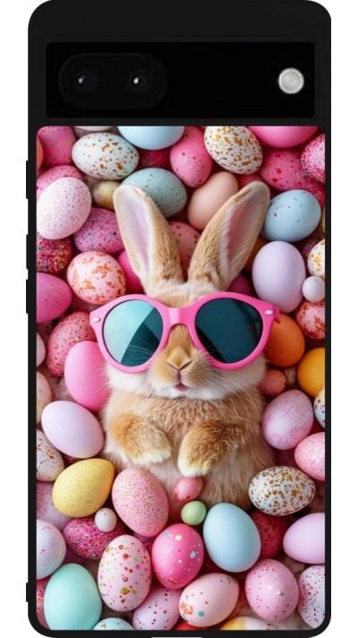 Google Pixel 6a Case Hülle - Silikon schwarz Easter 2026 Rabbit fun