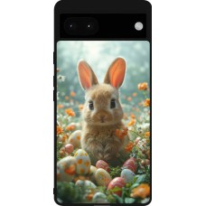 Google Pixel 6a Case Hülle - Silikon schwarz Easter 2026 Rabbit in the garden