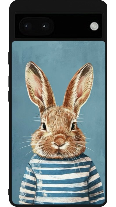 Google Pixel 6a Case Hülle - Silikon schwarz Easter 2026 Rabbit navy