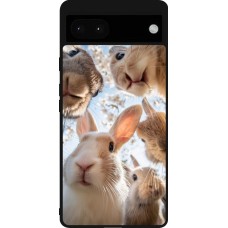 Google Pixel 6a Case Hülle - Silikon schwarz Easter 2026 Rabbits