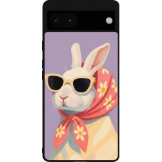 Google Pixel 6a Case Hülle - Silikon schwarz Easter 2026 Rabbit with scarf