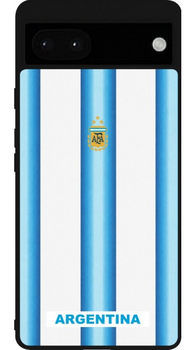 Google Pixel 6a Case Hülle - Silikon schwarz Argentinien 2026 personalisierbares Fussballtrikot