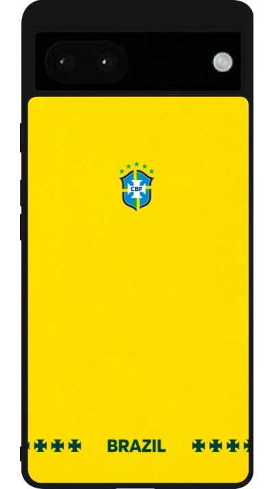 Google Pixel 6a Case Hülle - Silikon schwarz Brasilien 2026 personalisierbares Fussballtrikot