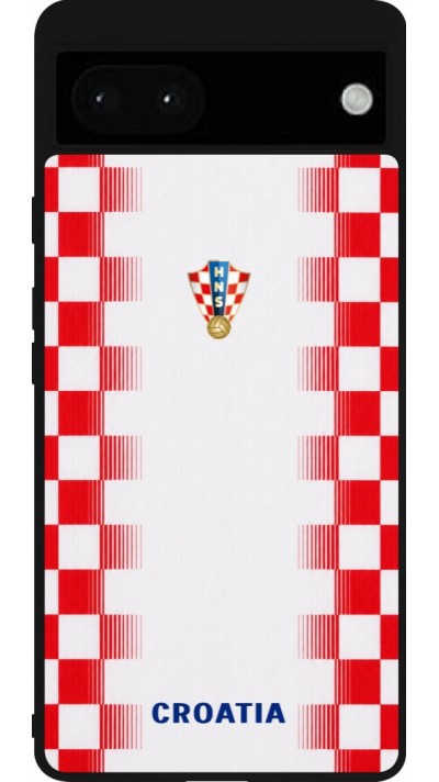 Google Pixel 6a Case Hülle - Silikon schwarz Kroatien 2026 personalisierbares Fussballtrikot
