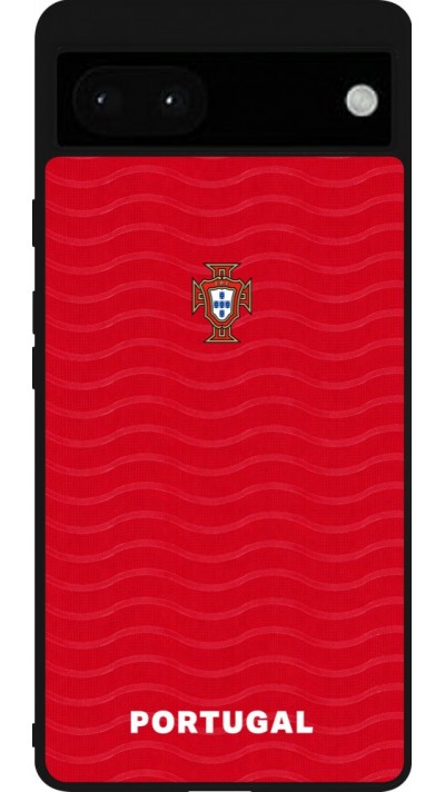 Google Pixel 6a Case Hülle - Silikon schwarz Portugal 2026 personalisierbares Fussballtrikot